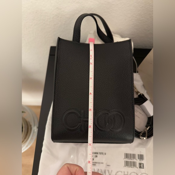 Jimmy Choo Black Leather Top Handle Mini Tote Bag, NWT AND DUSTBAG - Picture 5 of 8